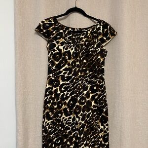Calvin Klein Leopard Print Cap Sleeve Dress